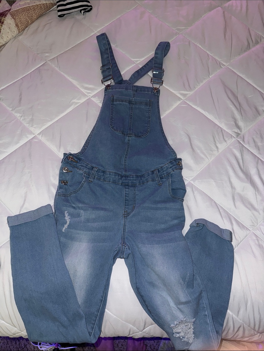 SHEIN Distressed Blue Denim Women's Overalls